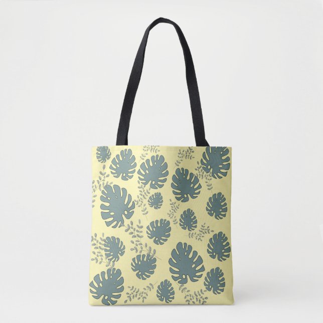 tropical big leaves tote bag (Front)