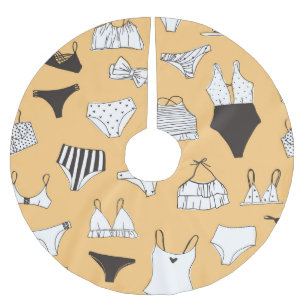Tropical Bikini: Hand-Drawn Summer Pattern Brushed Polyester Tree Skirt