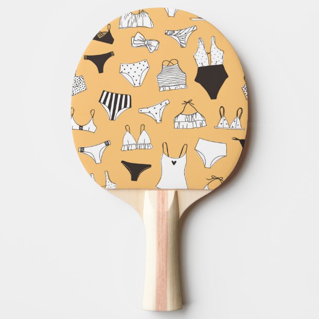 Tropical Bikini: Hand-Drawn Summer Pattern Ping Pong Paddle (Front)