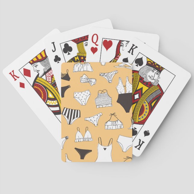 Tropical Bikini: Hand-Drawn Summer Pattern Playing Cards (Back)