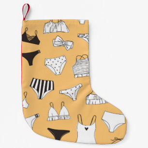 Tropical Bikini: Hand-Drawn Summer Pattern Small Christmas Stocking
