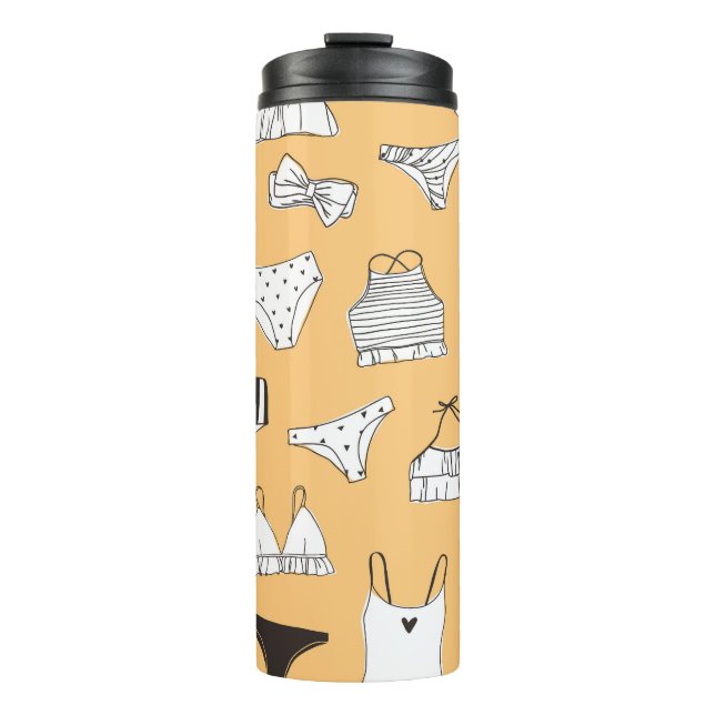 Tropical Bikini: Hand-Drawn Summer Pattern Thermal Tumbler (Front)