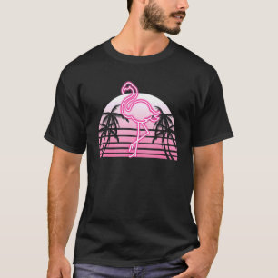Tropical Bird 90s Vaporwave Palm Trees Animal Flam T-Shirt