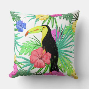 Tropical Bird and Flowers Cushion