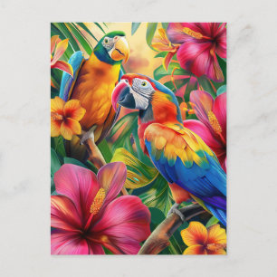 Tropical Bird and Flowers Postcard