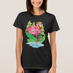 Tropical Bird Animal Flamingo Xmas Lights Christma T-Shirt