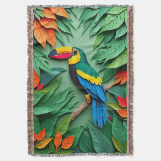 Tropical bird art throw blanket
