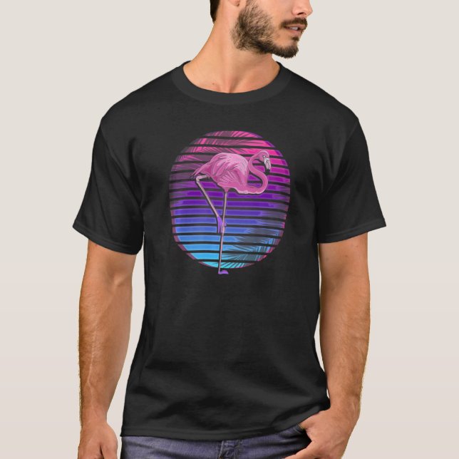 Tropical Bird Exotic Animal Retro Vaporwave Pink F T-Shirt (Front)