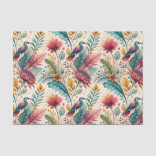 Tropical Bird & Floral Watercolor Painting Pattern Tissue Paper