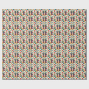 Tropical Bird & Floral Watercolor Painting Pattern Wrapping Paper