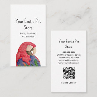 Tropical Bird Macaw Pet Store QR code Business Card