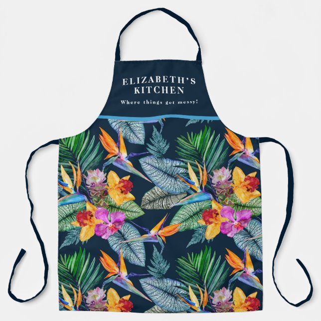 Tropical Bird Of Paradise And Orchid Apron (Front)