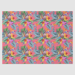 Tropical Bird Of Paradise And Orchid Spring Garden Tissue Paper