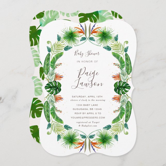 Tropical Bird of Paradise Baby Shower invitation (Front/Back)