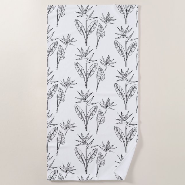 Tropical bird of paradise beach towel (Front)