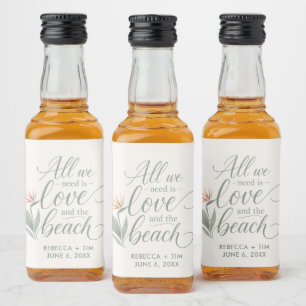Tropical Bird of Paradise Beach Wedding  Liquor Bottle Label