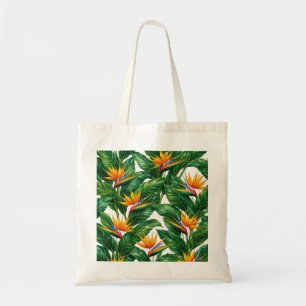 Tropical Bird of Paradise Floral Botanical Pattern Tote Bag