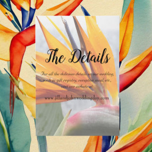 Tropical Bird of Paradise Floral Wedding Details Enclosure Card