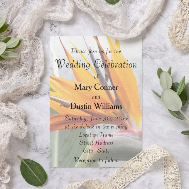 Tropical Bird of Paradise Floral Wedding Invitation (In Situ Wedding)