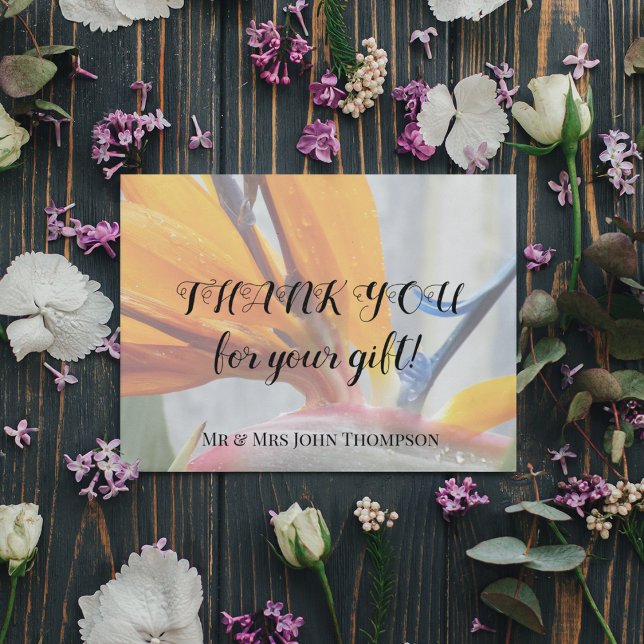 Tropical Bird of Paradise Floral Wedding Thank You Card (In Situ Wedding)