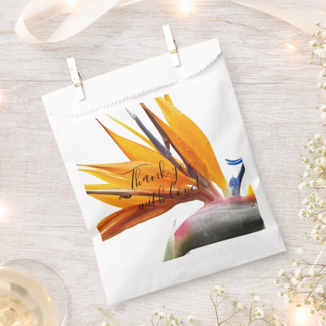 Tropical Bird of Paradise Floral Wedding Thank You Favour Bag (Clipped)