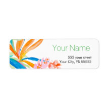 Tropical Bird of Paradise Flower Watercolor Design