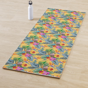 Tropical Bird Of Paradise & Orchid Summer Garden  Yoga Mat