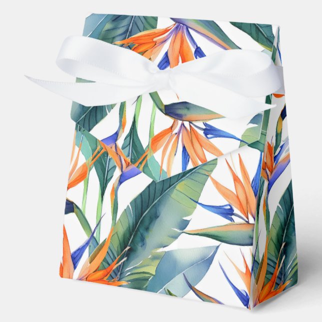 Tropical Bird of Paradise pattern Favour Box (Front)