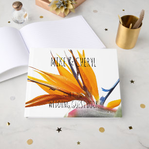 Tropical Bird of Paradise Plant Floral Wedding Guest Book