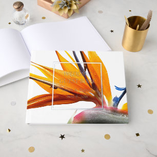 Tropical Bird of Paradise Plant Floral Wedding Guest Book