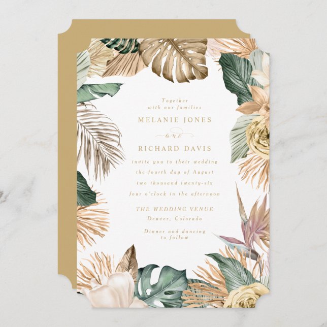 Tropical Bird of Paradise Wedding Invitation (Front/Back)