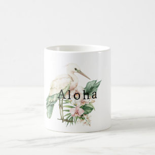 Tropical Bird Pink Orchid Flowers Aloha Coffee Mug