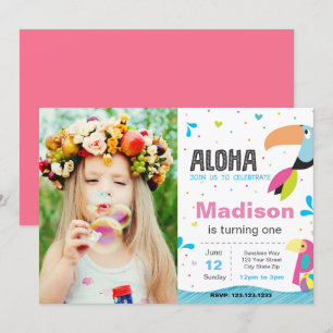 Tropical Bird Pool Party Birthday Invitation