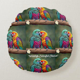 "Tropical Bird Sanctuary" Round Cushion