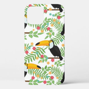 Tropical bird seamless pattern background. Toucan iPhone 12 Case