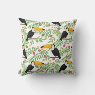 Tropical bird seamless pattern background. Toucan Cushion