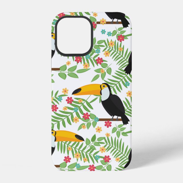 Tropical bird seamless pattern background. Toucan  iPhone Case (Back)