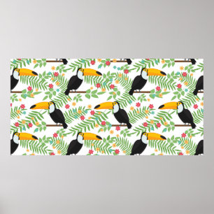Tropical bird seamless pattern background. Toucan  Poster