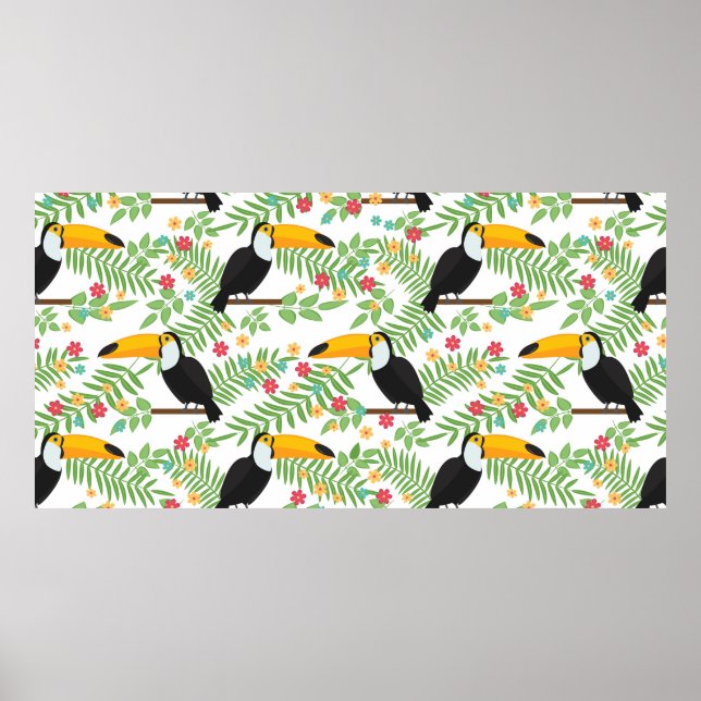 Tropical bird seamless pattern background. Toucan  Poster (Front)