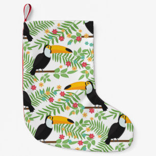 Tropical bird seamless pattern background. Toucan Small Christmas Stocking