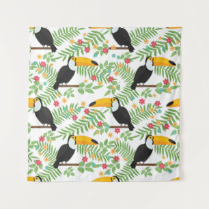 Tropical bird seamless pattern background. Toucan  Tapestry