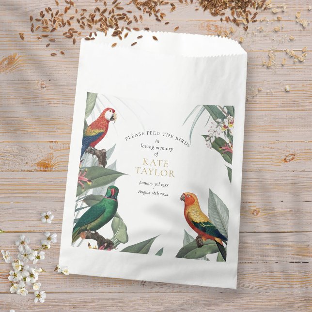 Tropical Bird Seed Packet Funeral Memorial Favour Bag (Tropical Bird Seed Packet Funeral Memorial Favor Bag)
