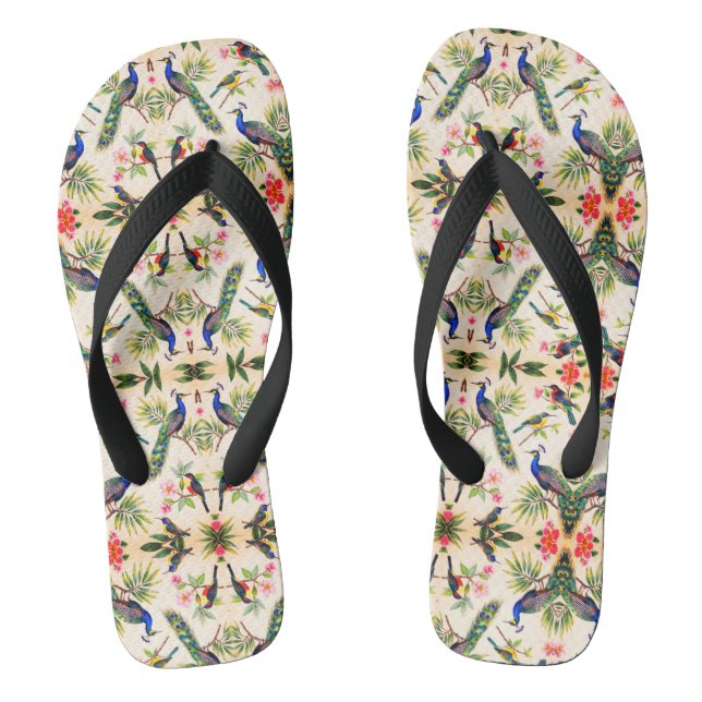 Tropical Bird Watercolor Art Slippers  Thongs (Footbed)
