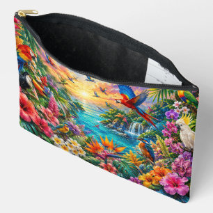 Tropical Birds Accessory Pouch Colorful Floral P