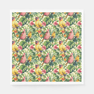 Tropical Birds and Flowers Paper Party Napkin
