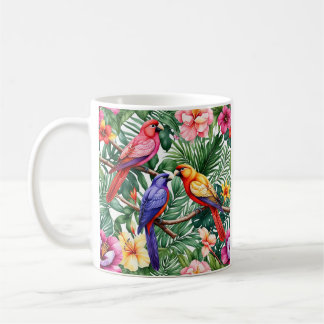 Tropical Birds and Vibrant Flowers Coffee Mug