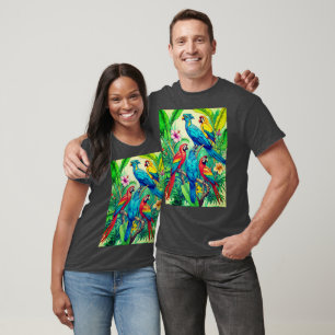 Tropical Birds Botanical Illustration T-Shirt
