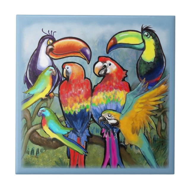 Tropical Birds Ceramic Tile (Front)