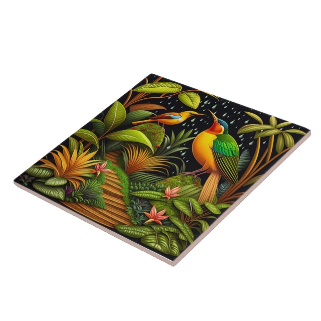 Tropical Birds Ceramic Tile (Side)