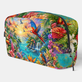 Tropical Birds Dopp Kit | Colorful Floral Toiletry